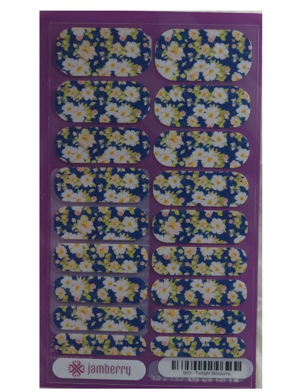 Jamberry Nail Wraps, Twilight Blossoms, Full Sheet